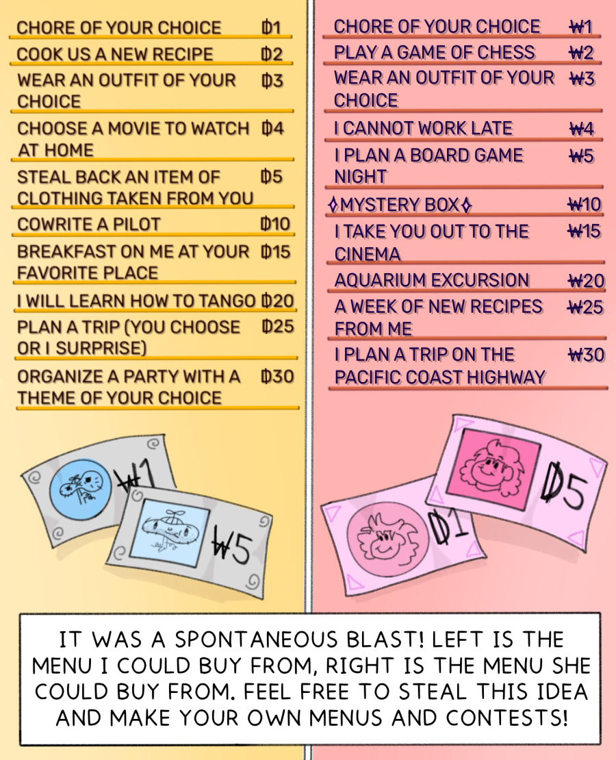 Doellars and Woobles menu